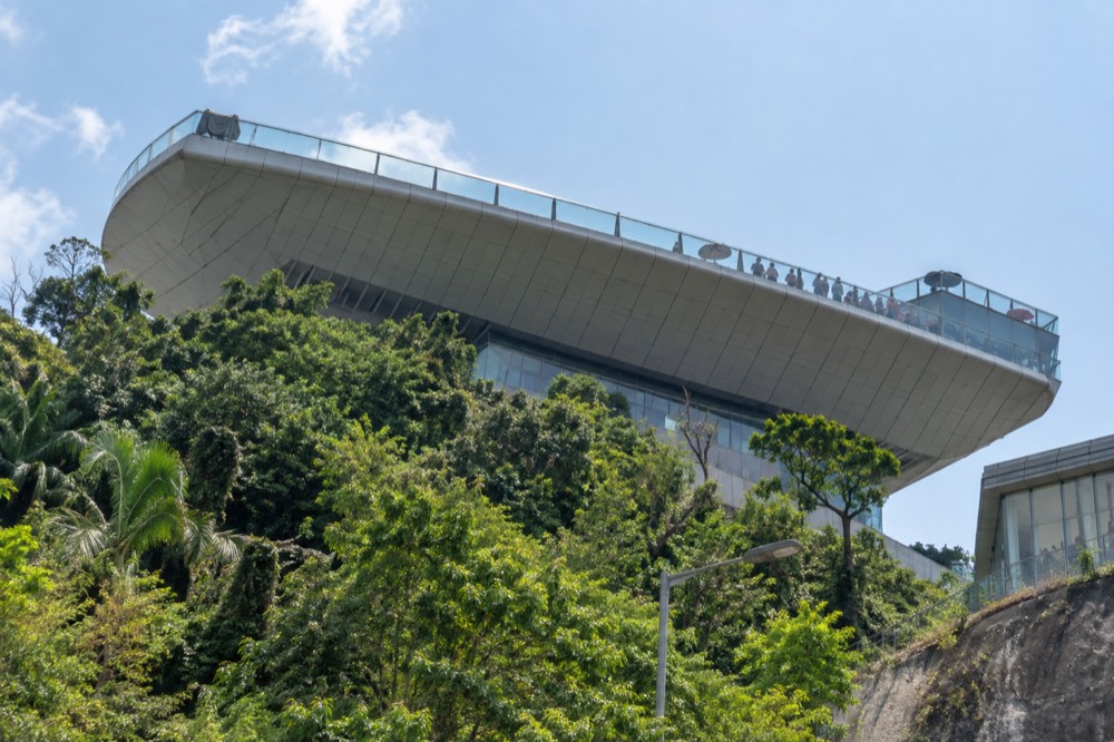 Observation deck on the roof of a tower building above Hong Kong